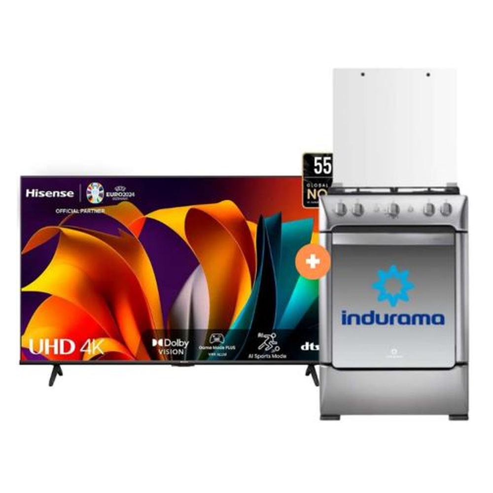 COCINA INDURAMA 24" 4 HORNILLAS GRANADA + INSTALACIÓN GRATIS + TELEVISOR HISENSE 55" SMART 55A6N 4K UHD VIDAA
