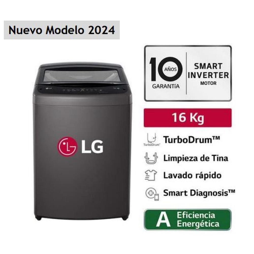 LAVADORA LG 16KG CARGA SUPERIOR SMART INVERTER MIDDLE BLACK WT16BVTB