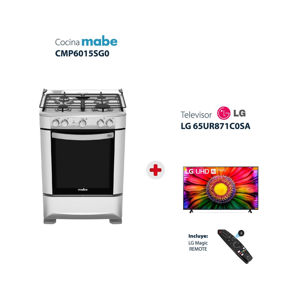 COCINA MABE CMP6015SG0 + CONEXIÓN + TELEVISOR 65" LG