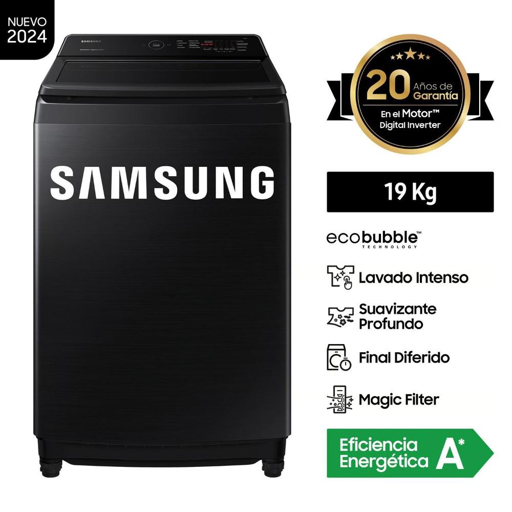 LAVADORA SAMSUNG NEGRA 19 KG(WA19CG6441BVPE)