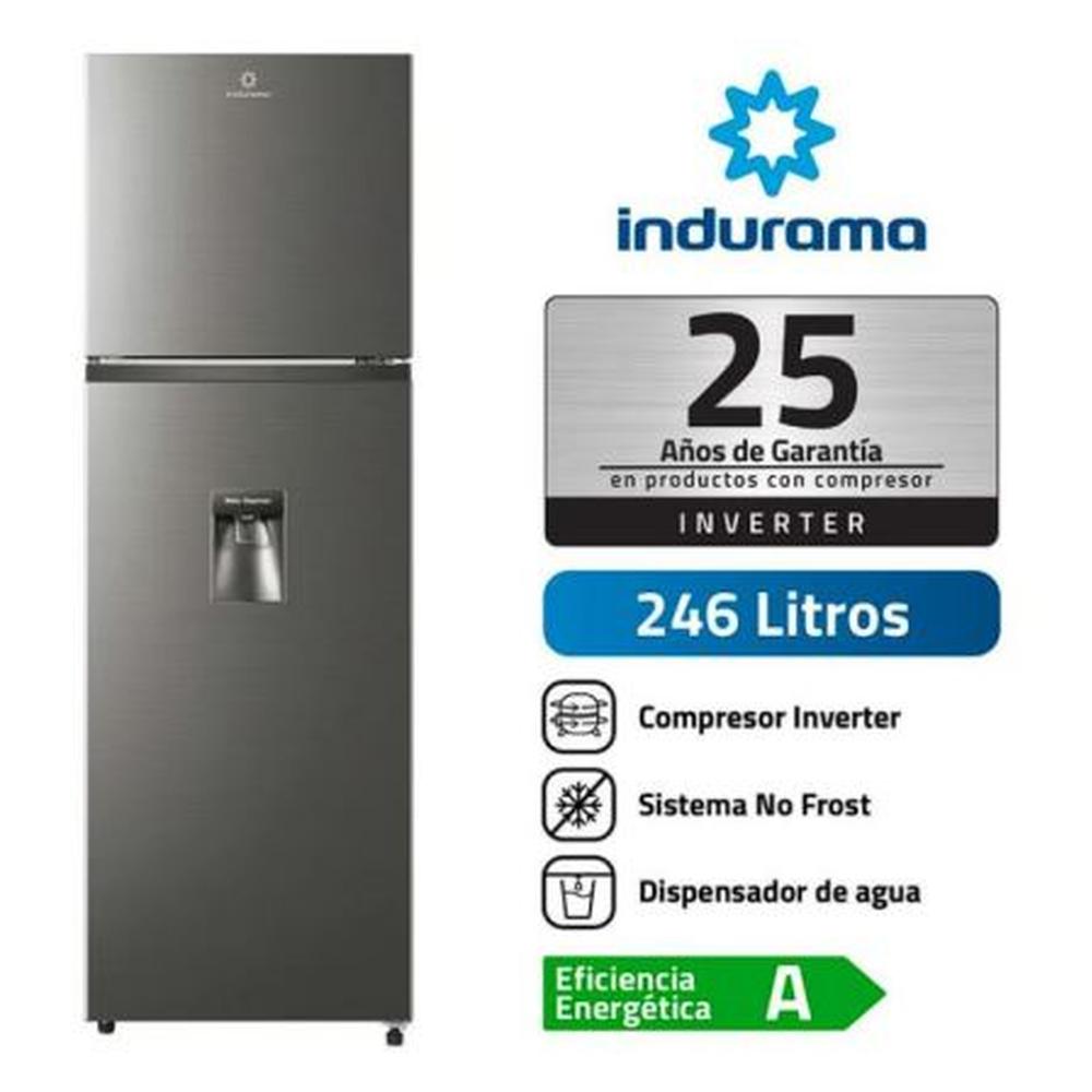REFRIGERADORA INDURAMA 246LTS. RI-389DI MOTOR INVERTER C/DISPENSER CROMA
