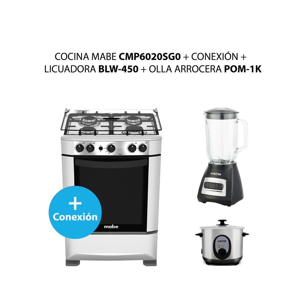 COCINA MABE CMP6020SG0 + CONEXIÓN + LICUADORA BLW-450+ OLLA ARROCERA POM-1K (COMBO)