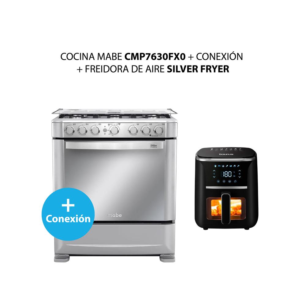 COCINA MABE CMP7630FX0 + CONEXIÓN + FREIDORA DE AIRE SILVER FRYER (COMBO)
