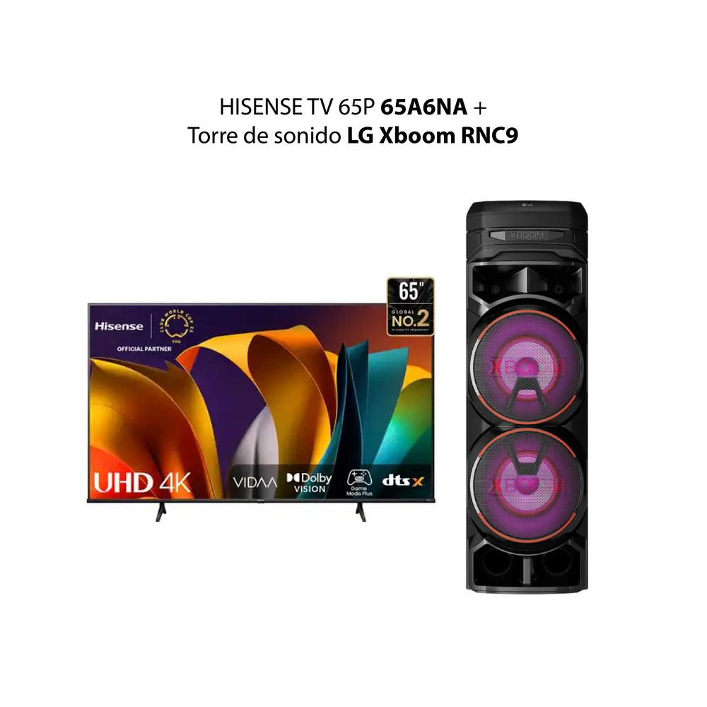 TELEVISOR HISENSE 65P 65A6NA + TORRE DE SONIDO LG XBOOM RNC9 (COMBO)
