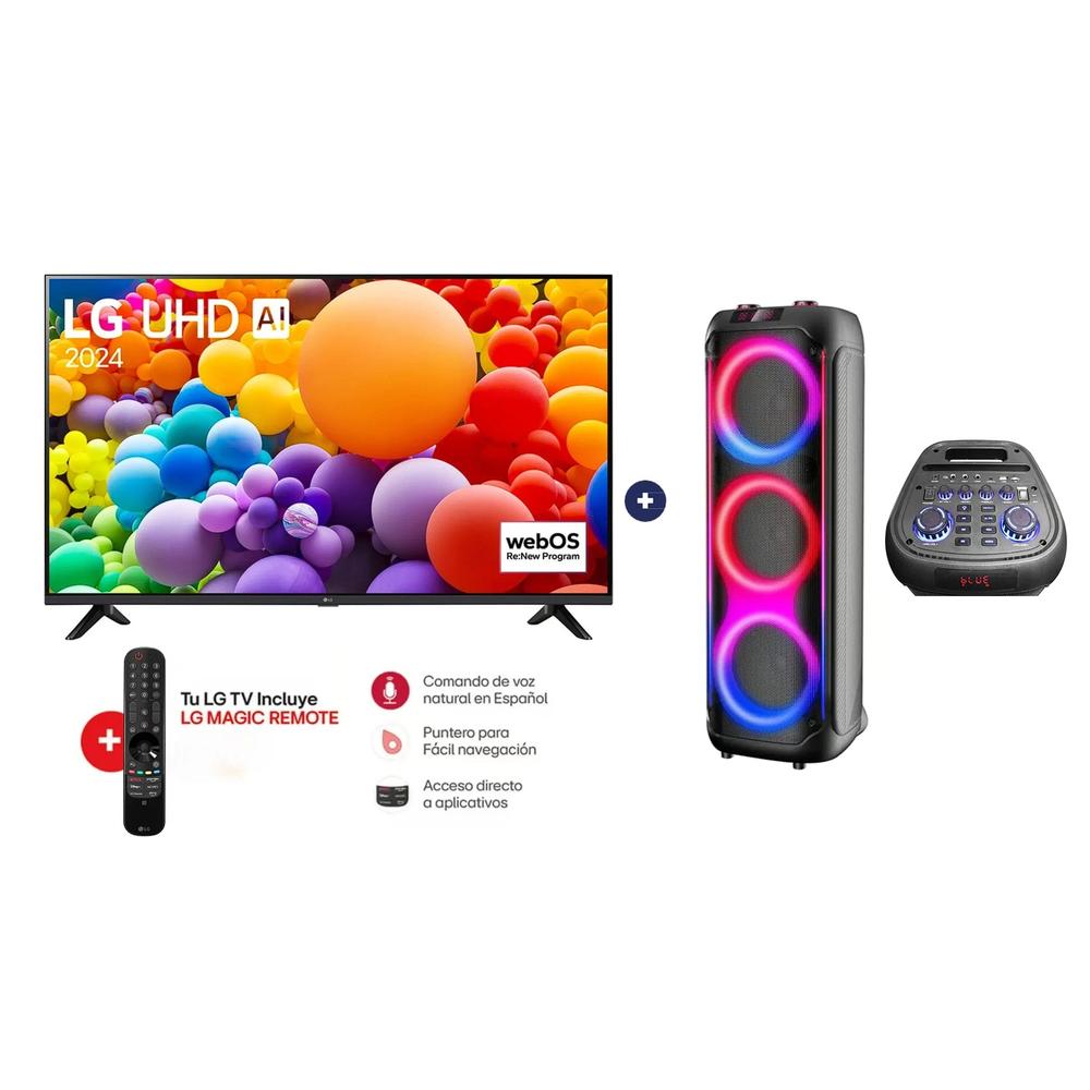 TELEVISOR LG 65" 4K UHD THINQ AI 65UT7300 C/LG MAGIC CONTROL
+ PARLANTE PORTÁTIL BLUETOOTH 40 WATTS NEX