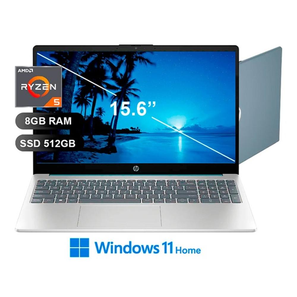 LAPTOP HP NOTEBOOK AMD RYZEN 5 7520U /8GB-ON /512GB SSD /15.6"FHD /WINDOWS 11HOME /AZUL CLARO DE LUNA