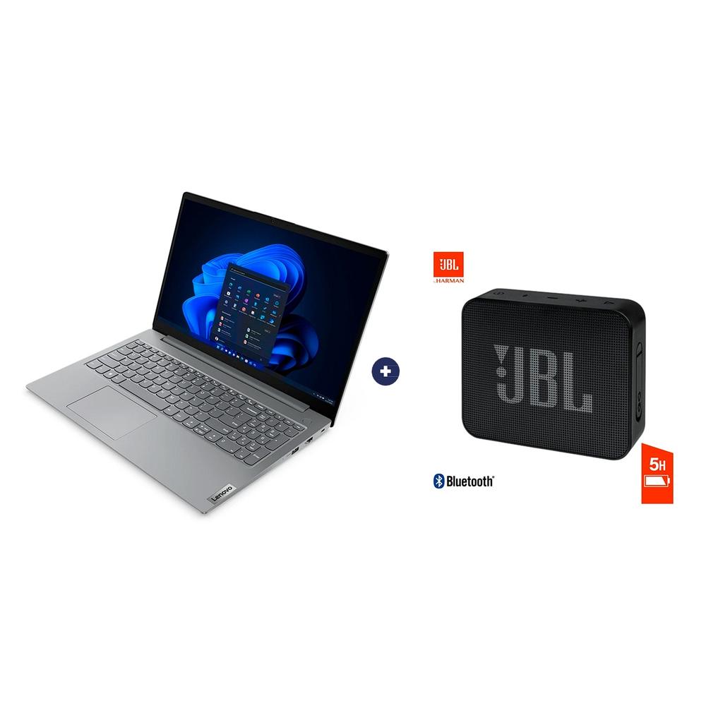 LAPTOP LENOVO V15 G4 AMN AMD RYZEN 5 7520U /8GB /256GB SSD /15.6" FHD /WINDOWS 11 / ARCTIC_GREY (82YU00X6LM) + PARLANTE JBL GO ESSENTIAL NEGRO