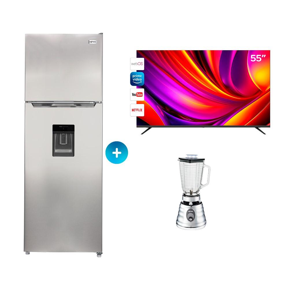 TELEVISOR AGHASO 55" + REFRIGERADORA 345L + LICUADORA AGHASO 1.8L