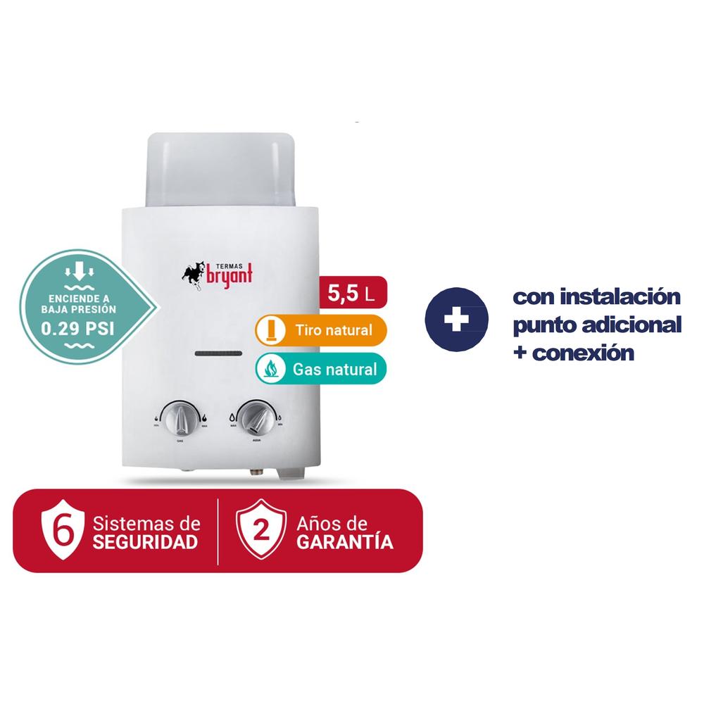 TERMA BRYANT GN 5.5 LT TIRO NATURAL CON INSTALACIÓN PUNTO ADICIONAL + CONEXIÓN GRATIS