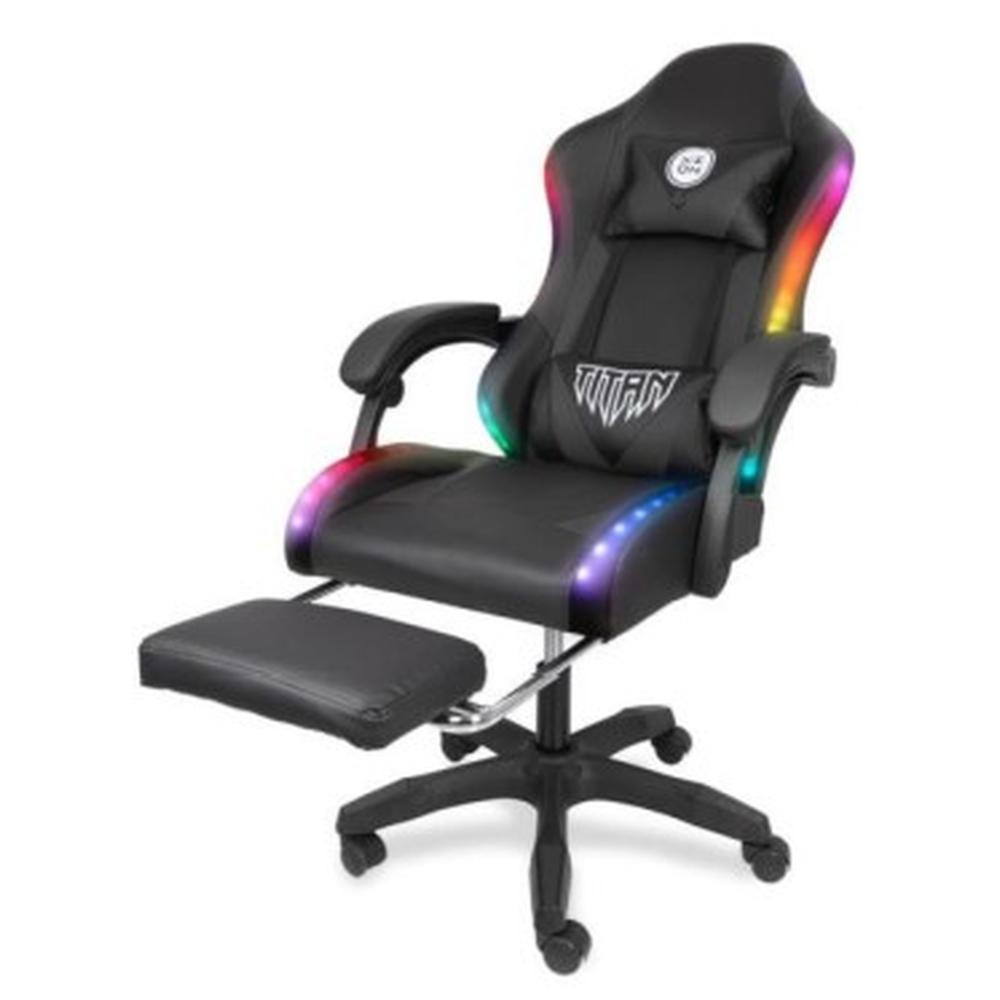 SILLA GAMER RAVEN INCLINACION 135° MAX.120KG TAPIZ CUERO NEGRO RGB (RAVEN)