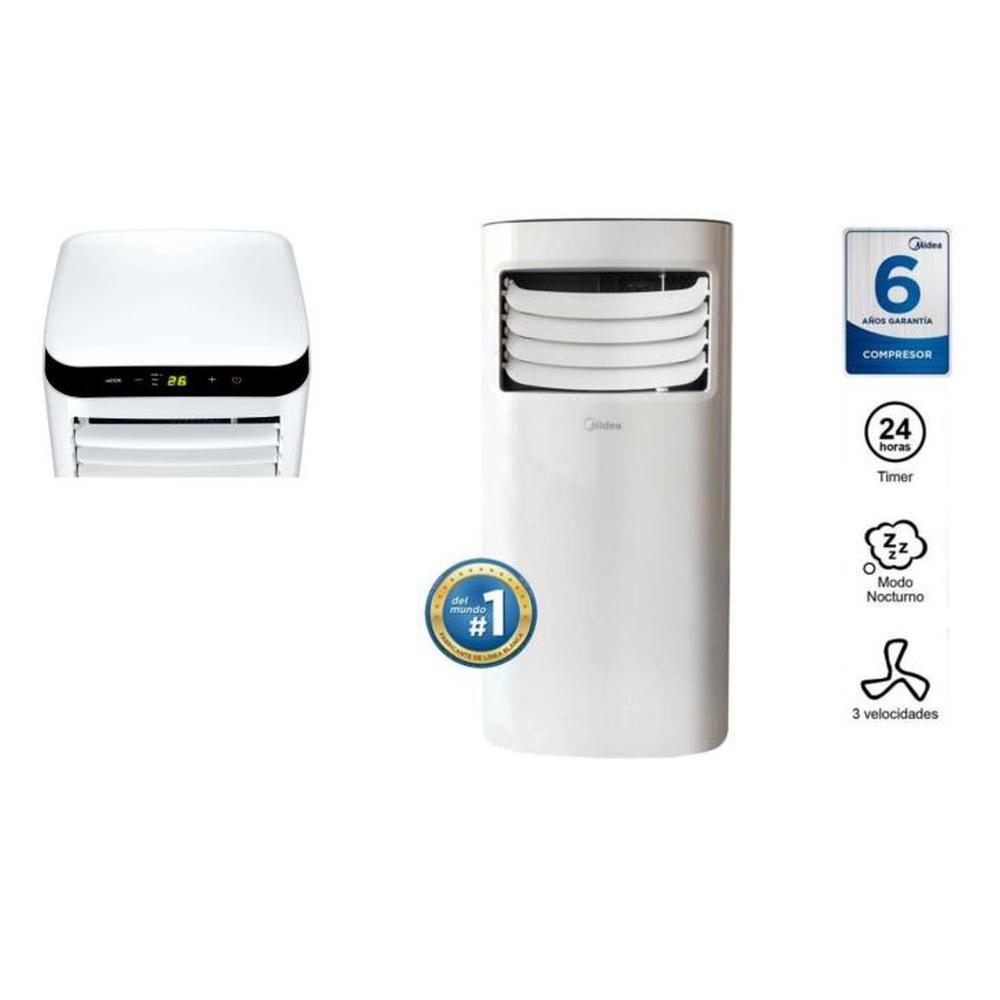 AIRE ACONDICIONADO PORTATIL MIDEA 12,000 BTU 3 EN 1(A/C, VENTILADOR, DESHUMEDECEDOR) BLANCO