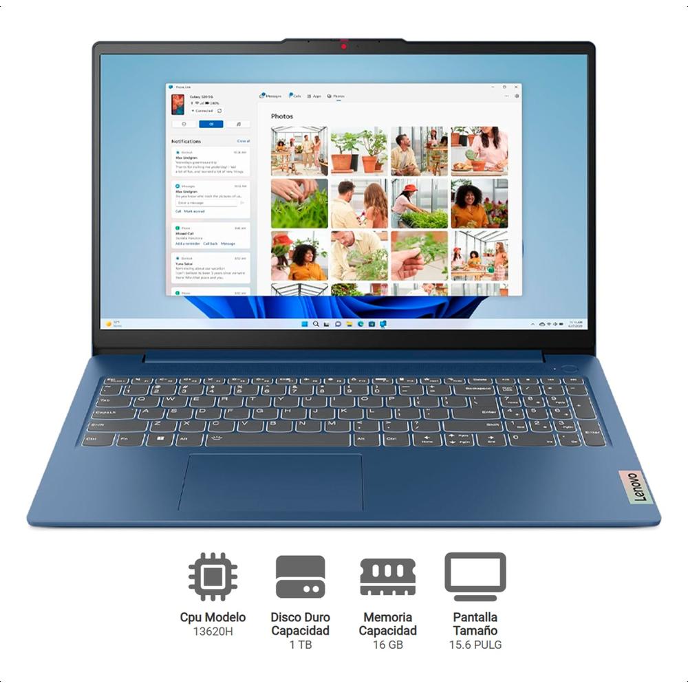 LAPTOP LENOVO  SLIM 3 INTEL CORE I7-13620H, 16GB , 1TBSSD, 15.6" FHD, WINDOWS 11, 15IRH8 COLOR:ABYSS BLUE