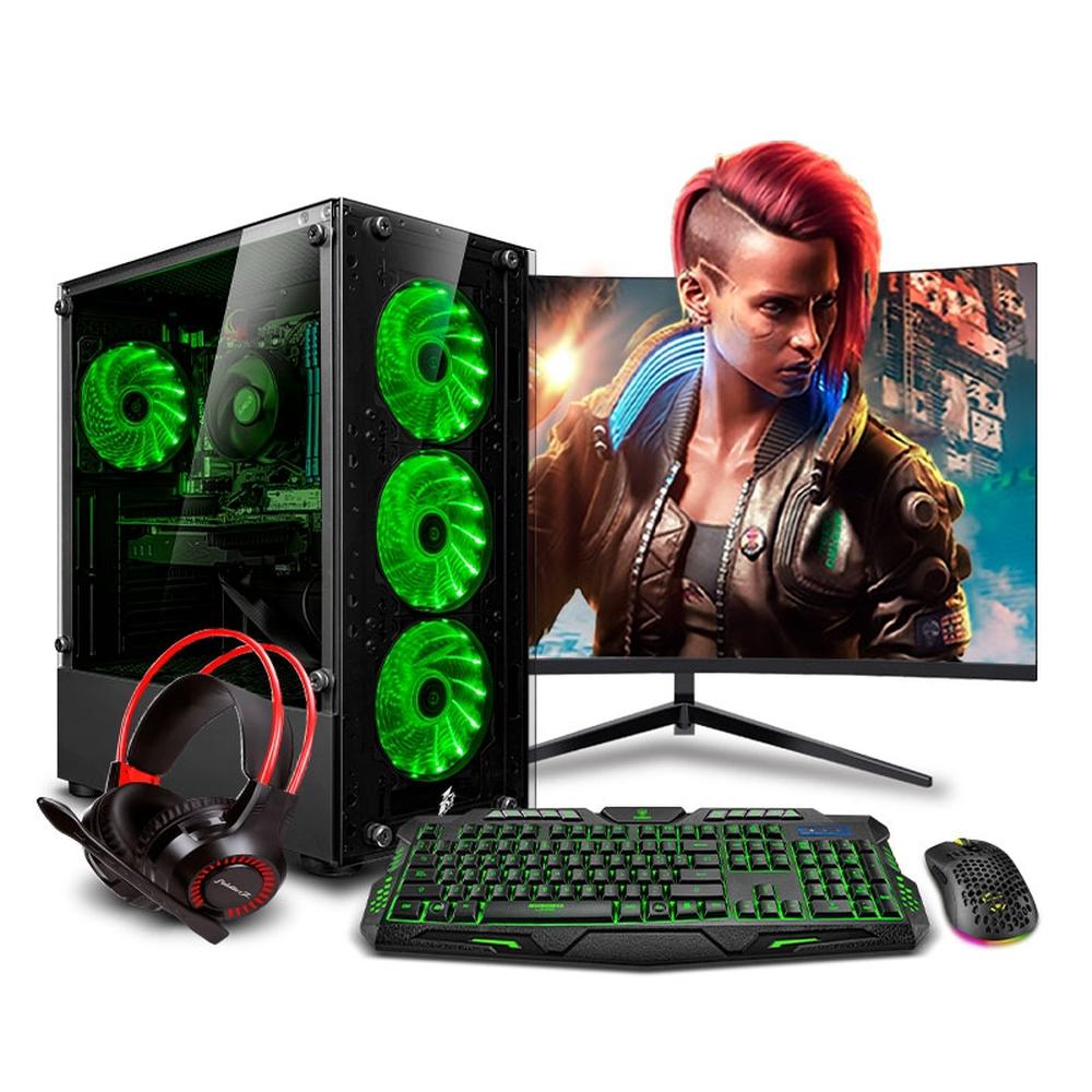 MI PC LISTA - PC GAMER HYDRA GREEN BLUE RYZEN 7 5700G 32GB 500GB 24" CURVO RTX4060 8GB MIPCLISTA - MI PC LISTA 3699RYZ1902