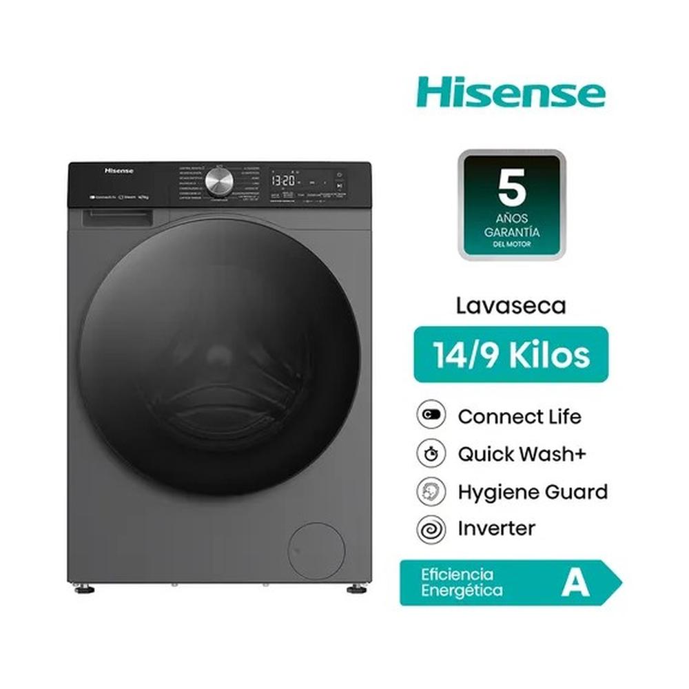 LAVASECA HISENSE 14/9 KG CARGA FRONTAL, SECADO CON BOMBA DE CALOR, C/WIFI,  WD3S1443BT
