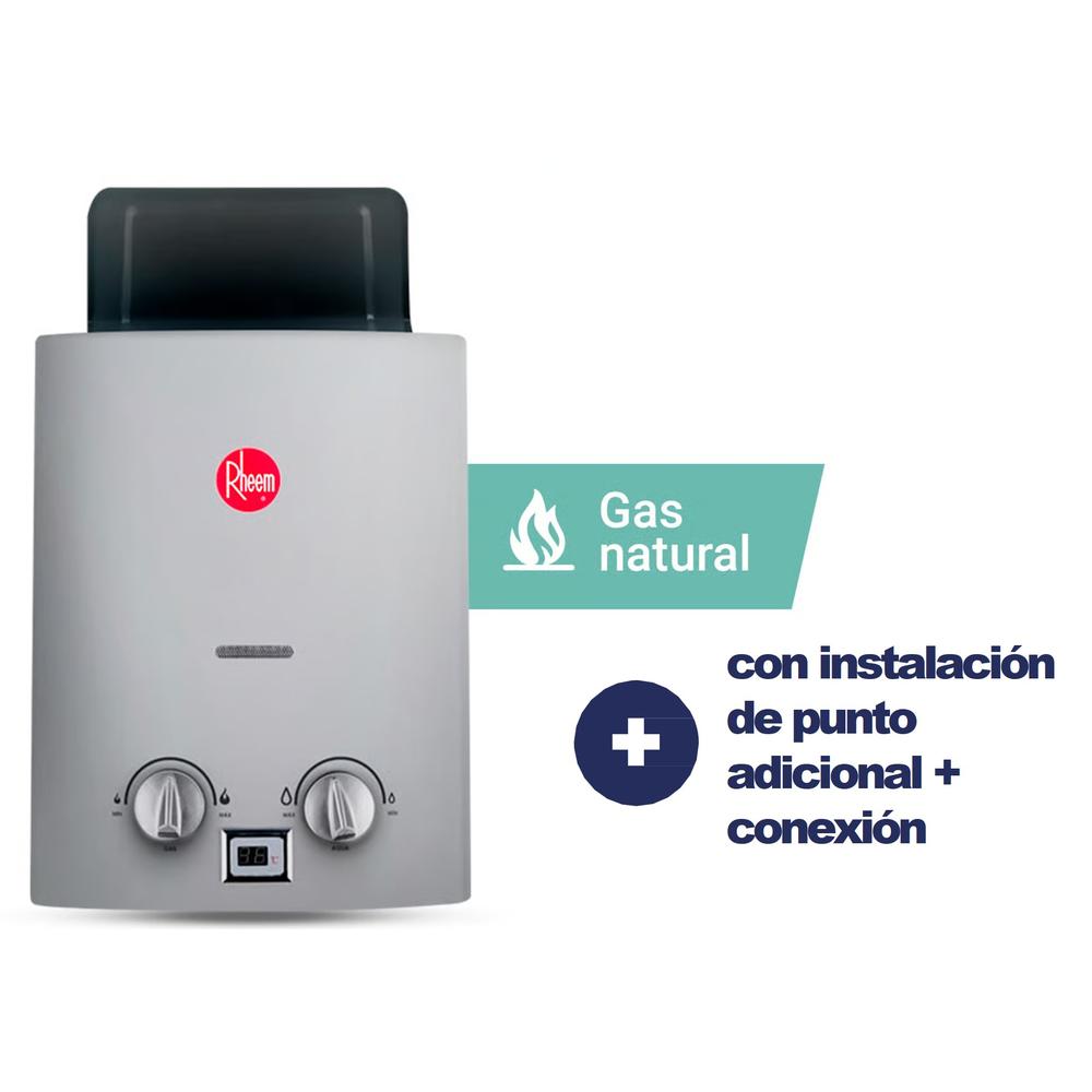 TERMA RHEEM 8 LT GN TIRO NATURAL +  CON INSTALACIÓN PUNTO ADICIONAL + CONEXIÓN GRATIS