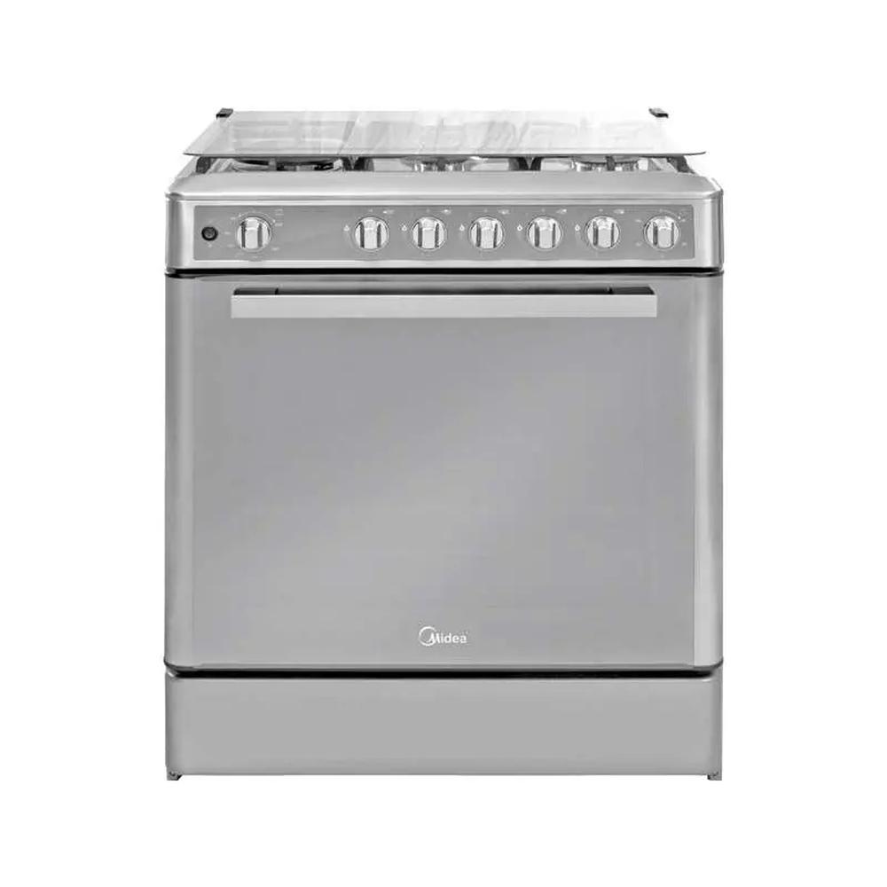 COCINA MIDEA VENUS 30" 5 HORNILLAS C/ 1 TRIPLE LLAMA ROTARY Y GRILL SUPERIOR EN HORNO SILVER + INSTALACIÓN GRATIS