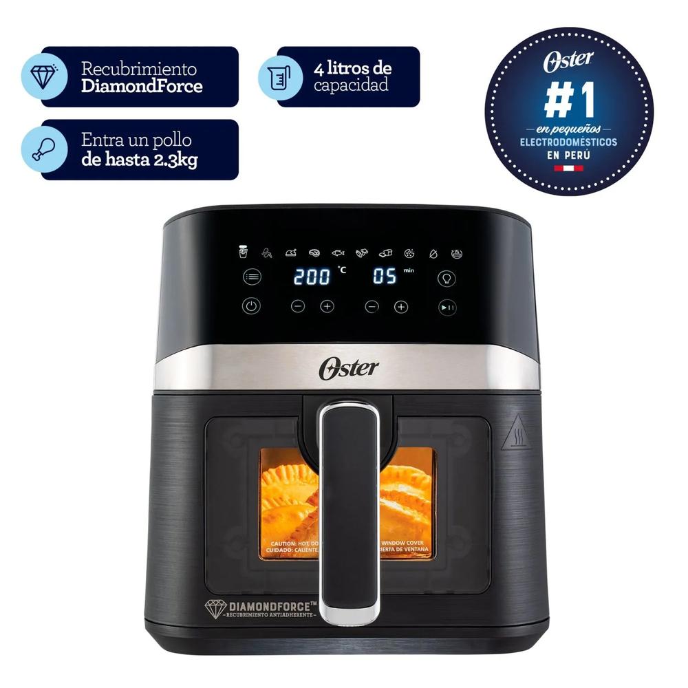 FREIDORA DE AIRE DIGITAL OSTER 4L CON REVESTIMIENTO DIAMOND FORCE Y VENTANA