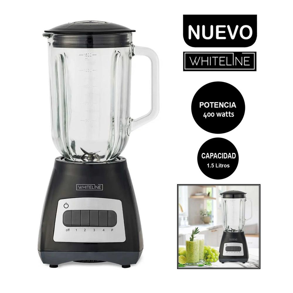LICUADORA WHITELINE 400W, VASO VIDRIO 1.5LTS
