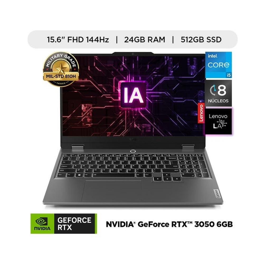 LAPTOP GAMER LENOVO LOQ 15.6" 83GS00ESLM FULL HD CORE i5-12450H WIN11 24GB 512GB SSD RTX3050 6GB