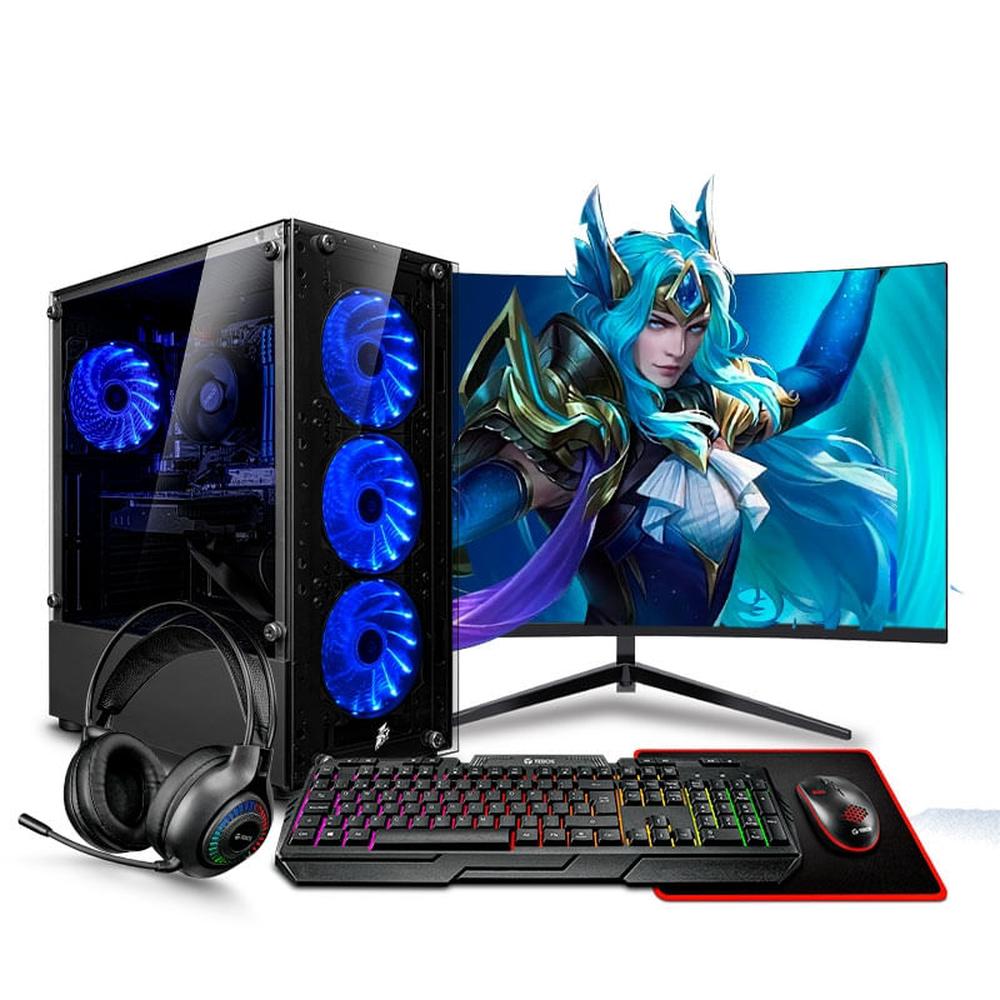 MI PC LISTA - PC GAMER DRACO BLUE INTEL CORE I3 14100F 16GB 1TB 24" CURVO RTX3050 6GB MIPCLISTA - MI PC LISTA