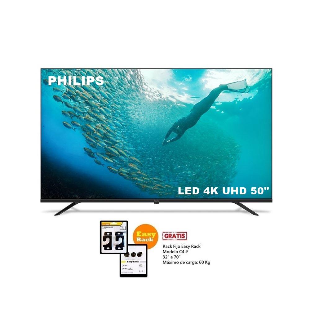 TELEVISOR PHILIPS 50” SMART TV 4K 50PUD7019 + RACK FIJO C4-F GRATIS