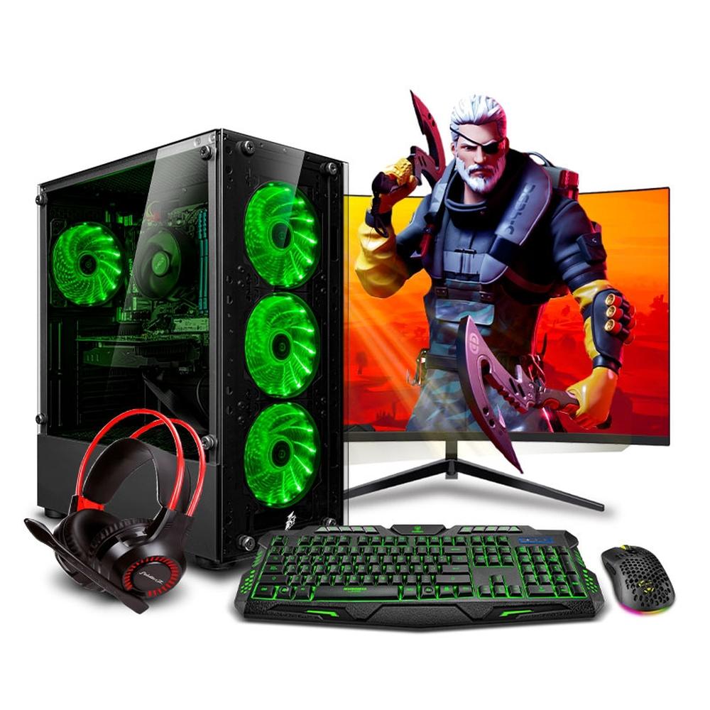 MI PC LISTA - PC GAMER STORM GREEN PLUS RYZEN 7 5700G 32GB 500GB 24" CURVO RTX4060TI 8GB MIPCLISTA - MI PC LISTA
