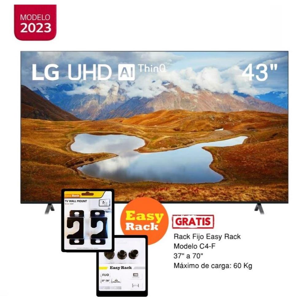 TELEVISOR LG 43'' 4K UHD SMART TV COM CON THINQ AI 43UR871C0SA (2023) + RACK TV WALL MOUNT FIJO C4-F