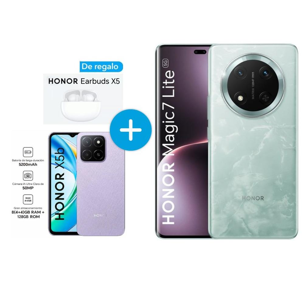 CELULAR HONOR MAGIC 7 LITE 5G 8GB+512GB (BRP-NX3) + CELULAR HONOR X5B 4GB+128GB (GFY-LX3) + AUDIFONOS HONOR CHOICE EARBUDS X5 DE REGALO (COMBO)