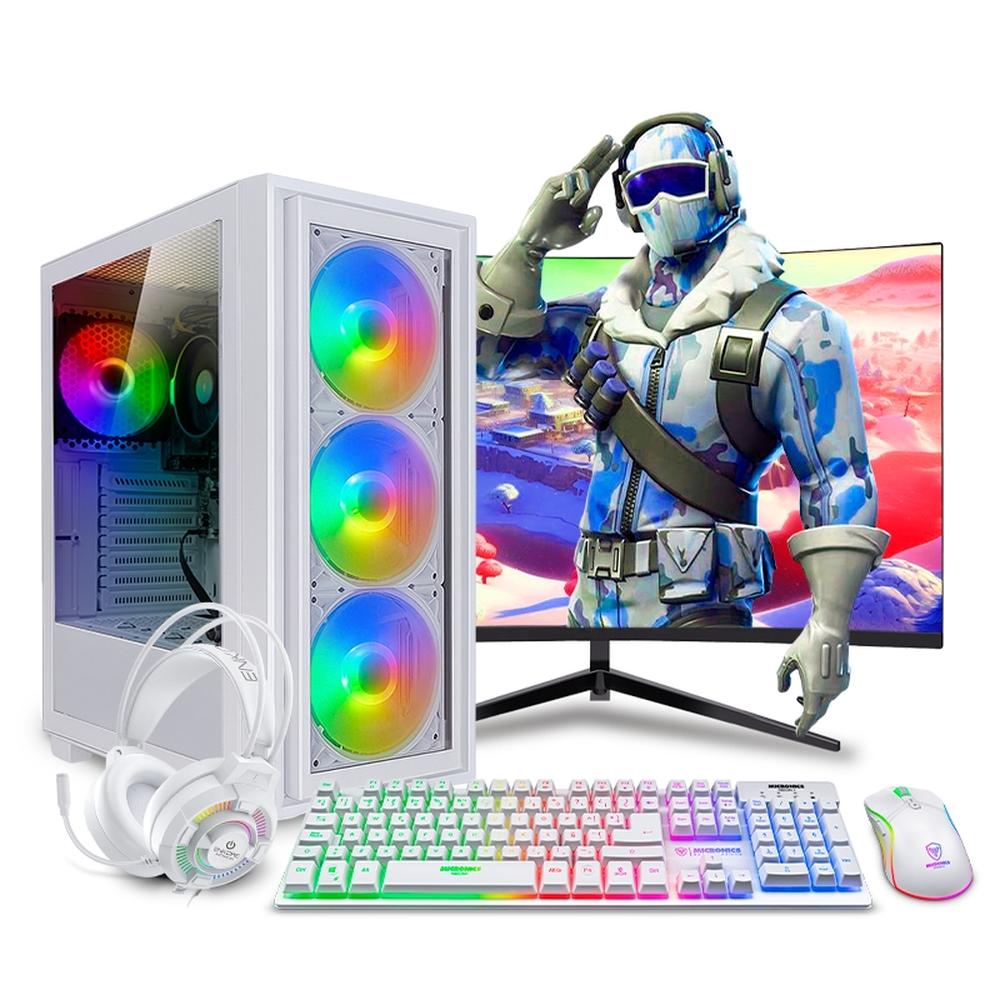 COMPUTADORA PC GAMER HAKU WHITE RYZEN 7 5700G 16GB 500GB 24" CURVO MIPCLISTA - MI PC LISTA