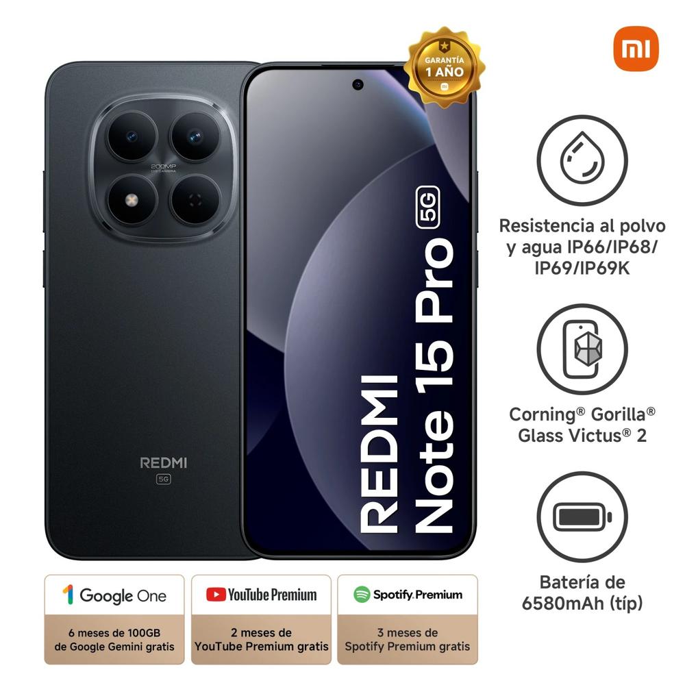CELULAR XIAOMI REDMI NOTE 15 PRO 5G 8GB RAM 256GB 6.67"NEGRO