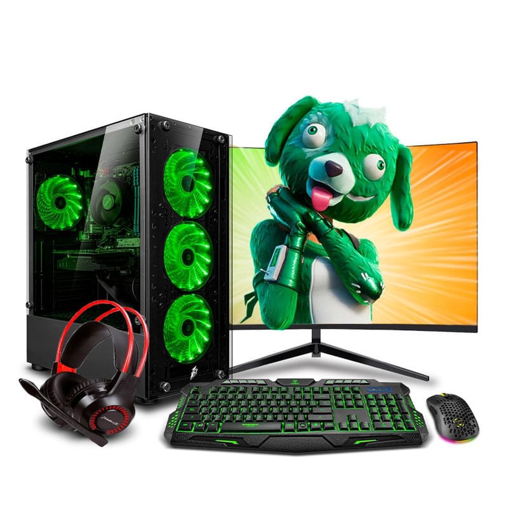 COMPUTADORA PC GAMER DRACO GREEN INTEL CORE I5 10400F 8GB 500GB 24" CURVO RTX3050 6GB MIPCLISTA - MI PC LISTA