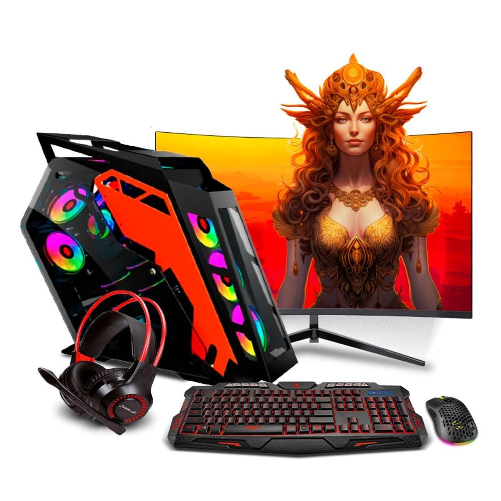 COMPUTADORA PC GAMER K-PLUS ORANGE INTEL CORE I7 14700F 32GB 1TB 24" CURVO RTX5060 8GB MIPCLISTA - MI PC LISTA