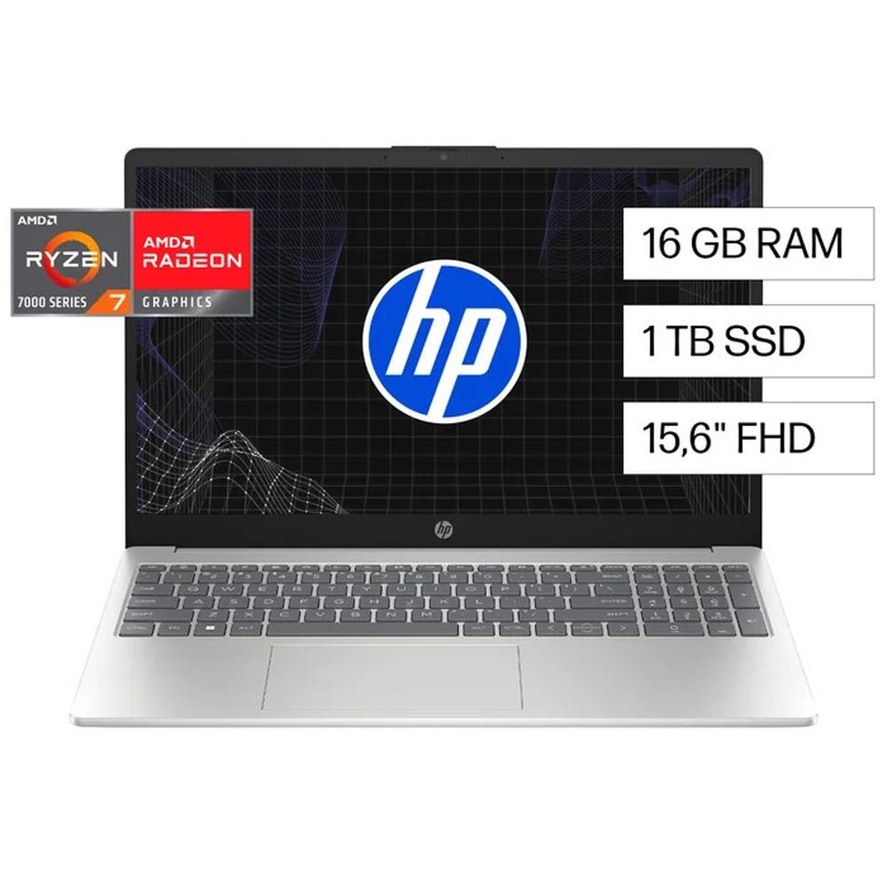 LAPTOP HP 15-FC0276LA AMD RYZEN 7 7730U, 16GB(2X8GB)(DDR4), 1 TB SSD, 15.6"FHD, WINDOWS11, COLOR PLATA NATURAL