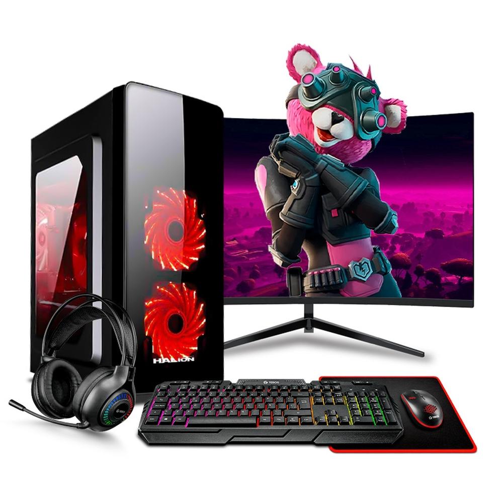COMPUTADORA PC GAMER HAKU RED RYZEN 7 4750G 16GB 500GB 24" CURVO MIPCLISTA - MI PC LISTA