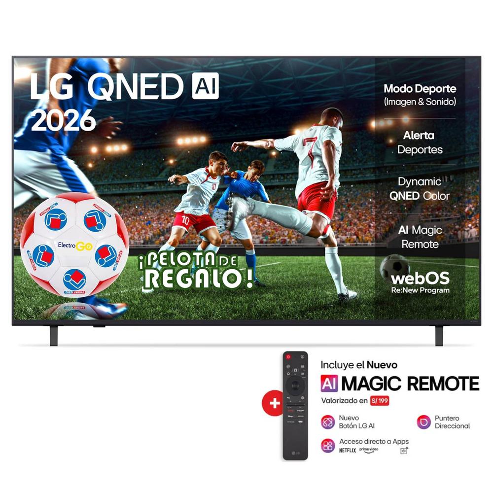 TELEVISOR LG QNED 55” 4K UHD SMART TV CON AI 55QNED73ASA 2026 + PELOTA GRATIS