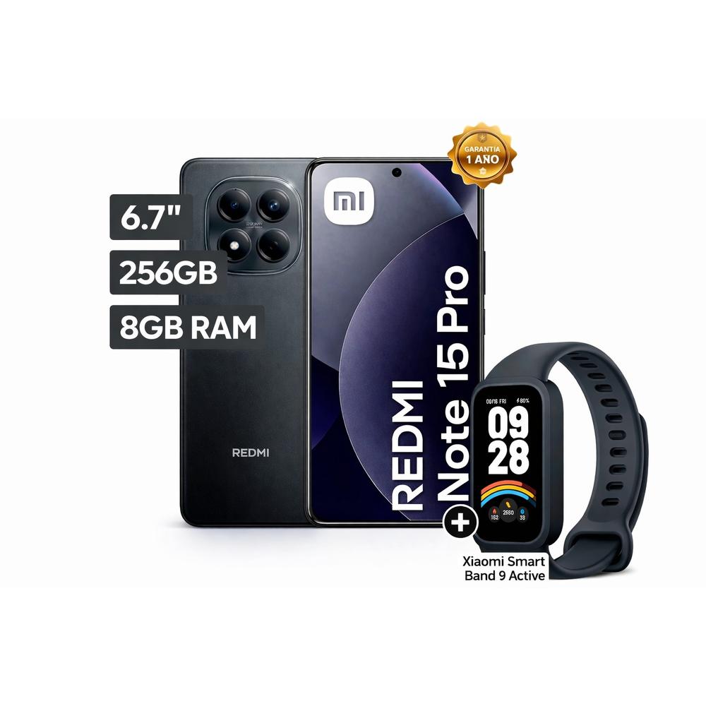 CELULAR XIAOMI REDMI NOTE 15 PRO 4G 256GB  8GB - NEGRO + SMART BAND XIAOMI 9 ACTIVE NEGRO