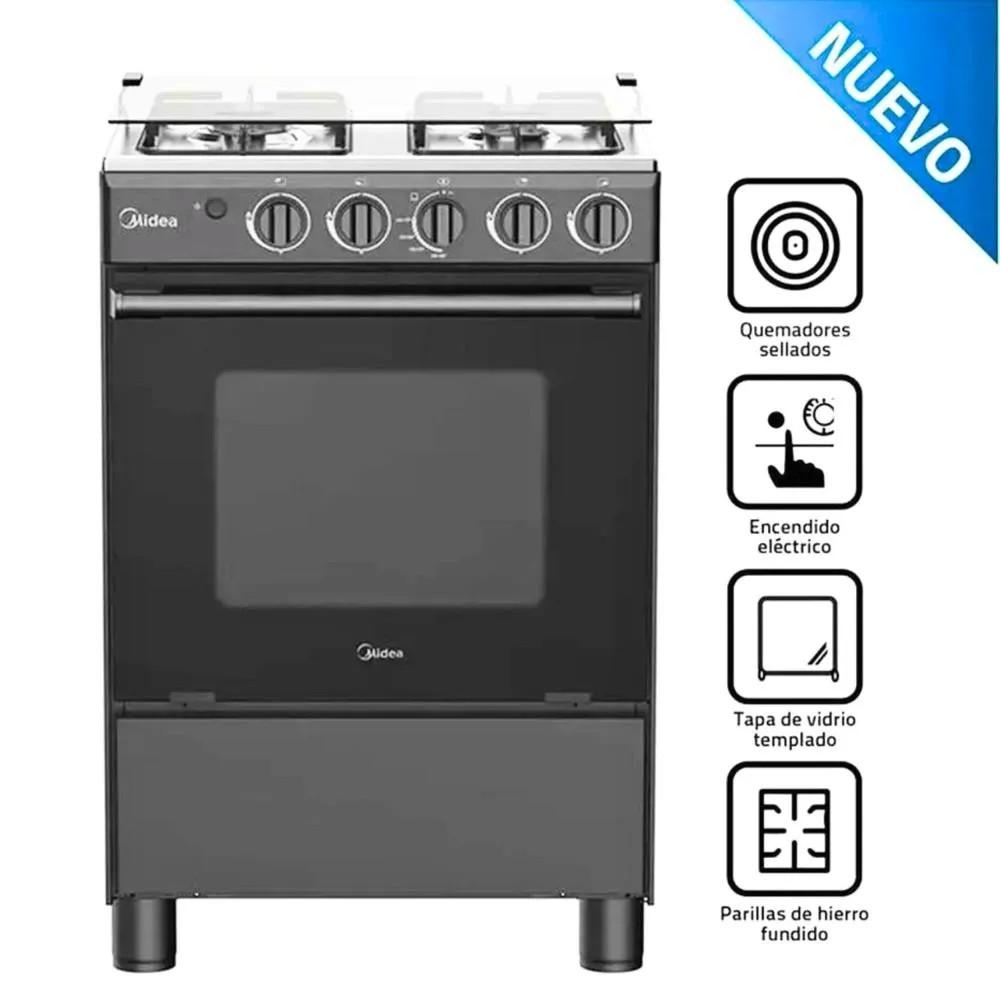 COCINA MIDEA 24" 4 HORNILLAS HIERRO NEGRA + INSTALACIÓN GRATIS