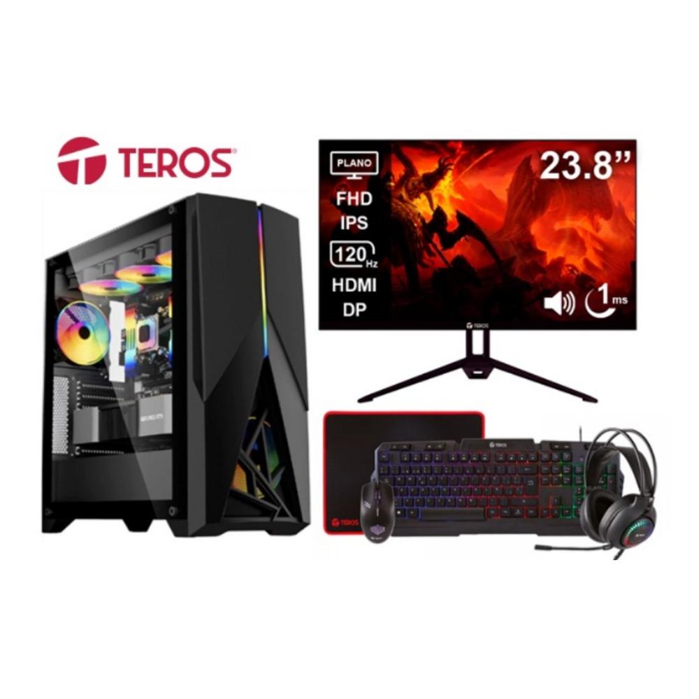 PC GAMER TEROS RGB CORE I7 8TH 16GB 500GB SSD RTX3050 6GB MONITOR PLANO FULL HD 23.8" 120HZ