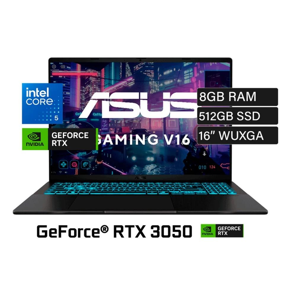 LAPTOP GAMER ASUS V16 V3607VJ-RP067W WUXGA 16.0" CORE I5-210H WIN11 8GB 512GB SSD RTX3050 6GB