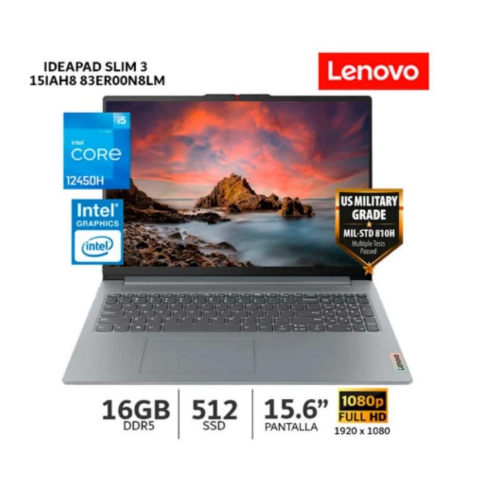 LAPTOP LENOVO IDEAPAD SLIM3 83ER00N8LM 15.6" WIN11 CORE I5-12450H 16GB 512GB SSD