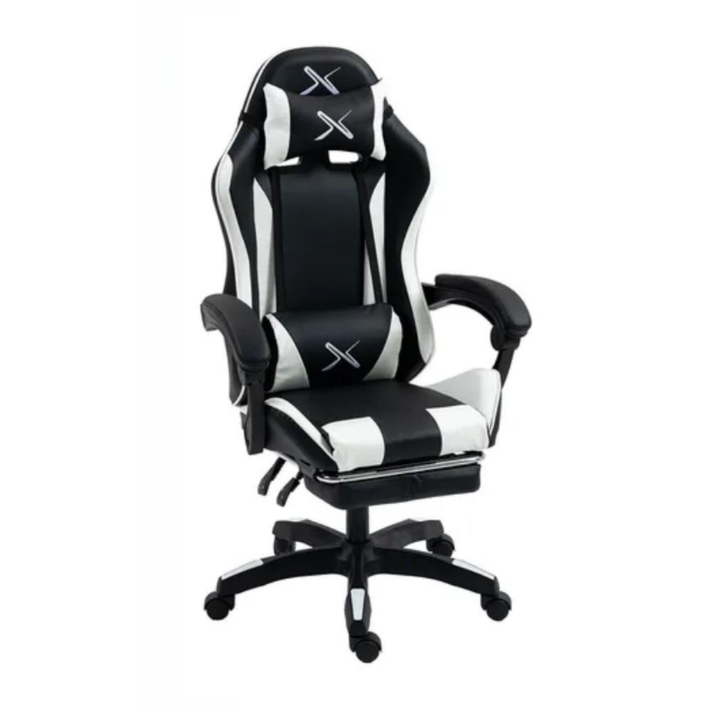 SILLA GAMER POWER GAMER INCLINACIËN 135░ MAX. 120KG TAPIZ CUERINA BLANCO/NEGRO LED RGB