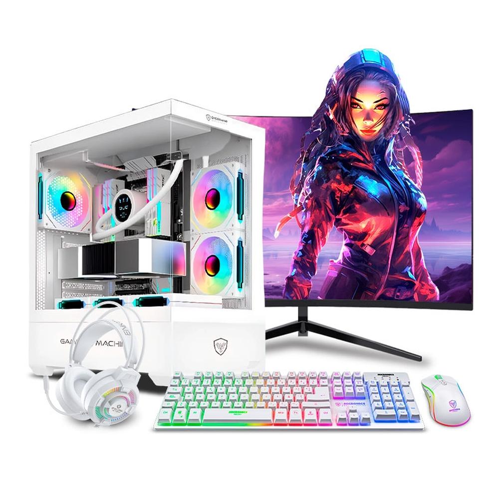 COMPUTADORA PC GAMER DRACO WHITE RYZEN 7 5700 32GB 1TB 24" CURVO RTX5060TI 16GB