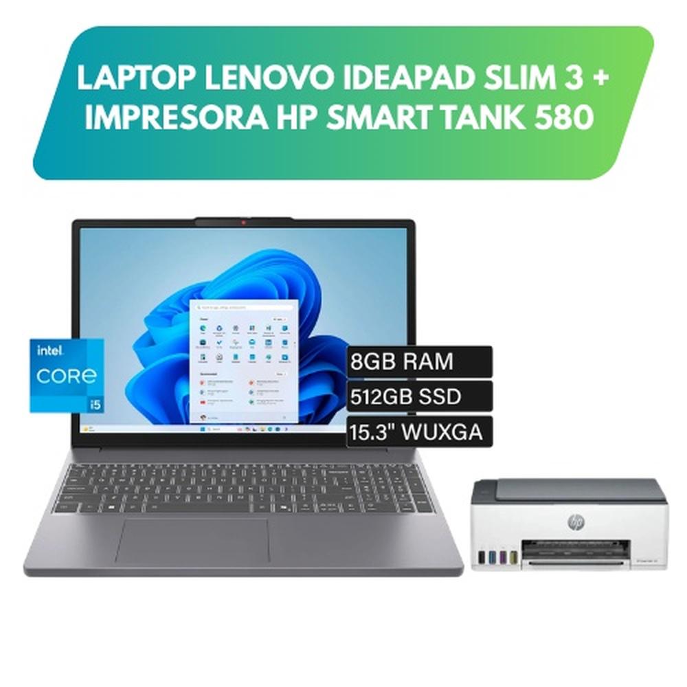 COMBO LAPTOP LENOVO IDEAPAD SLIM 3 + IMPRESORA HP SMART TANK 580