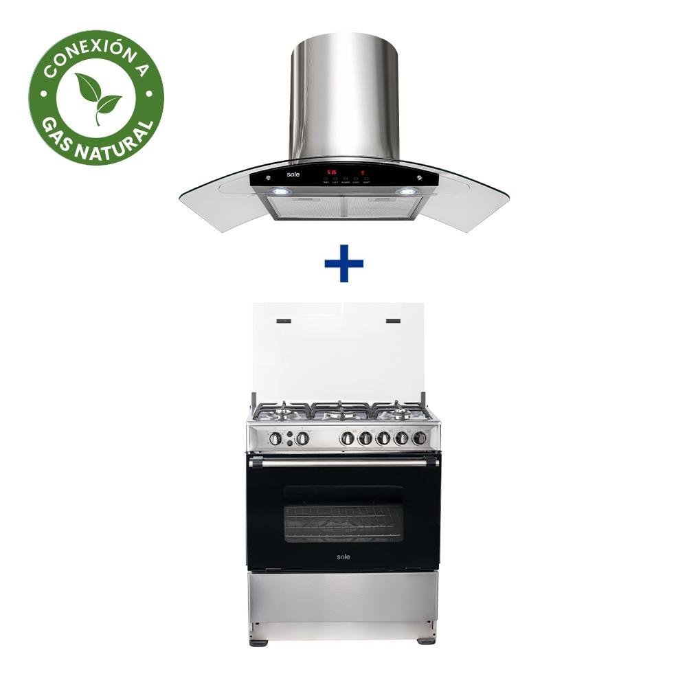 COCINA SOLE 30" - DUBAI BASIC + CONEXIÓN + CAMPANA SOLE DECORATIVA VENUS PLUS 90
