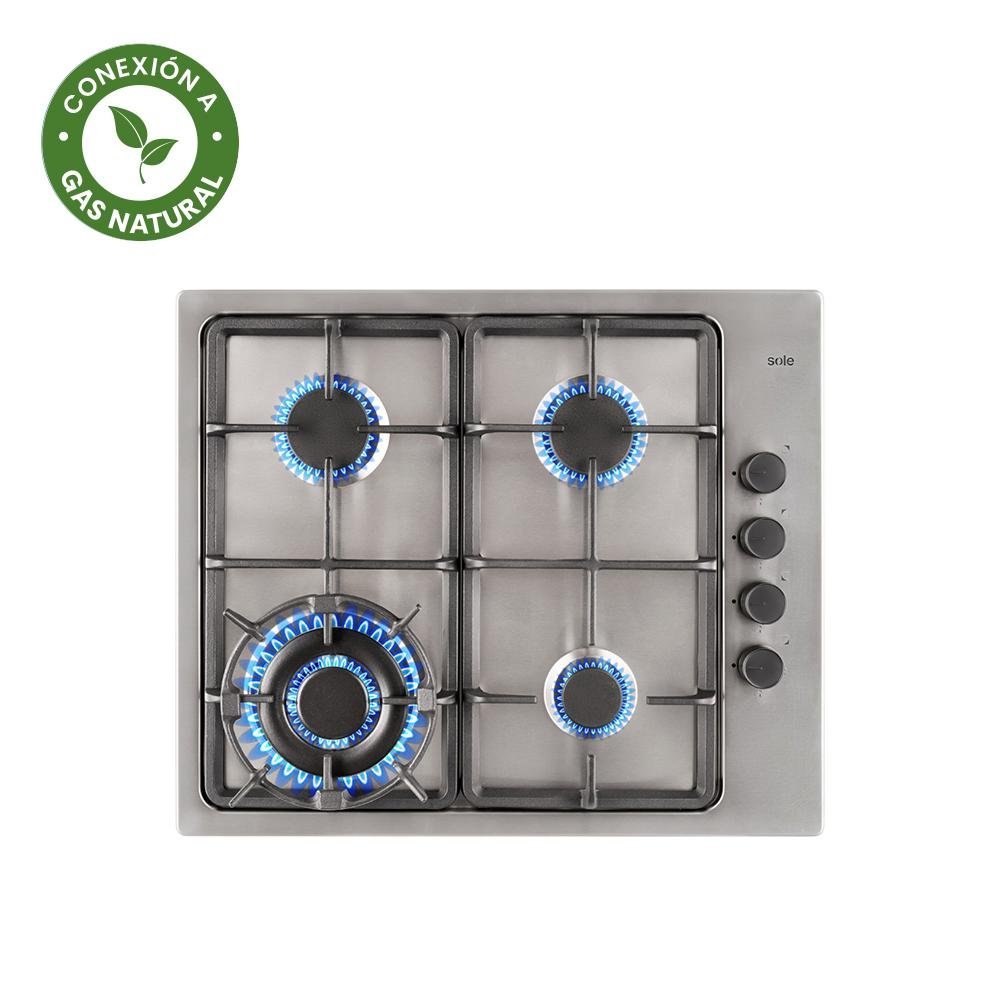COCINA EMPOTRABLE SOLE 4Q ACERO INOX SOLCO036GN + CONEXIÓN