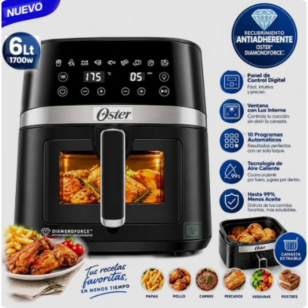 FREIDORA DE AIRE OSCAR DIGITAL OSTER 6L DIAMONDFORCE-CKSTAF60WDDF / 10 FUNCIONES