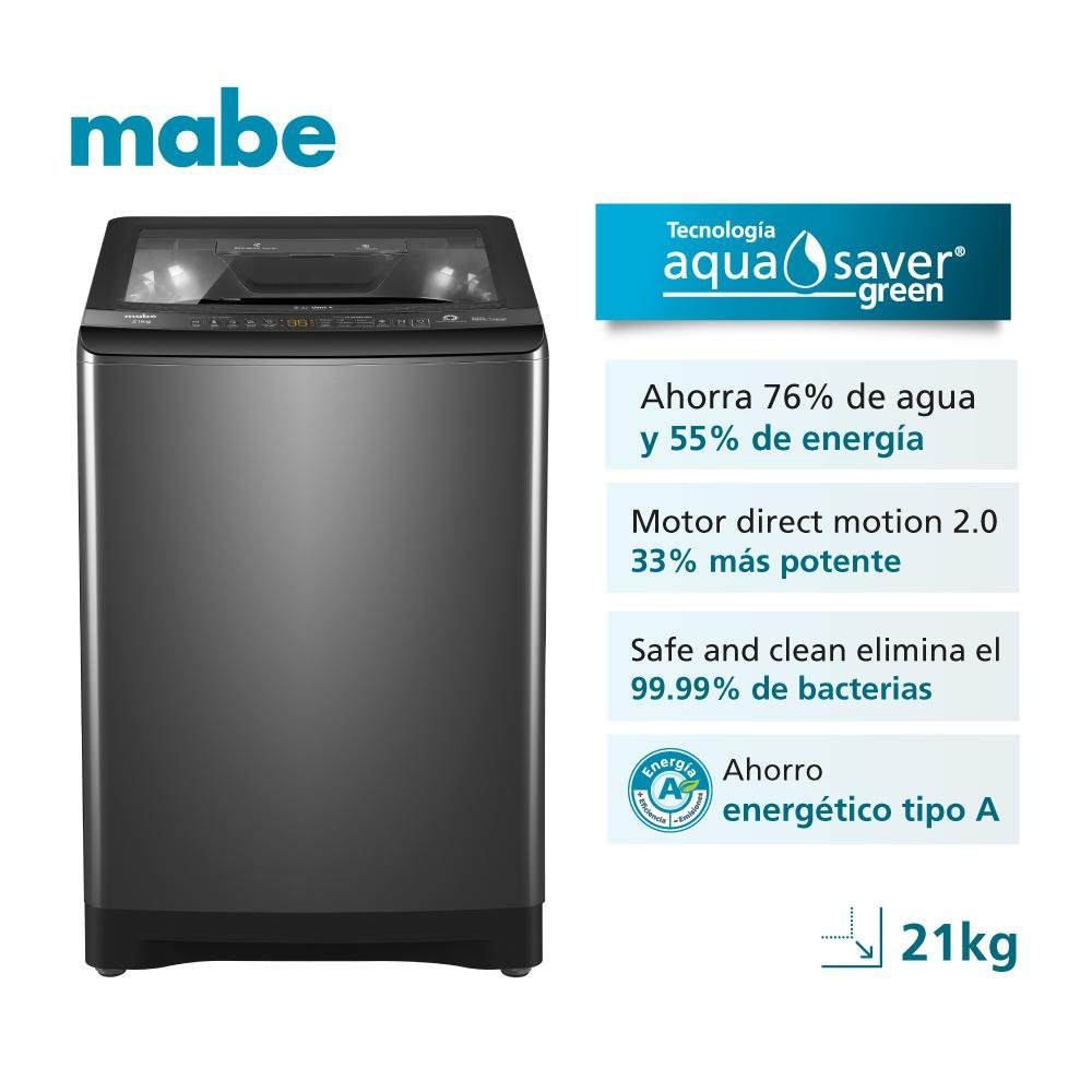 LAVADORA MABE LMA1220WDGBB0 21 KG CARGA SUPERIOR PLATEADO