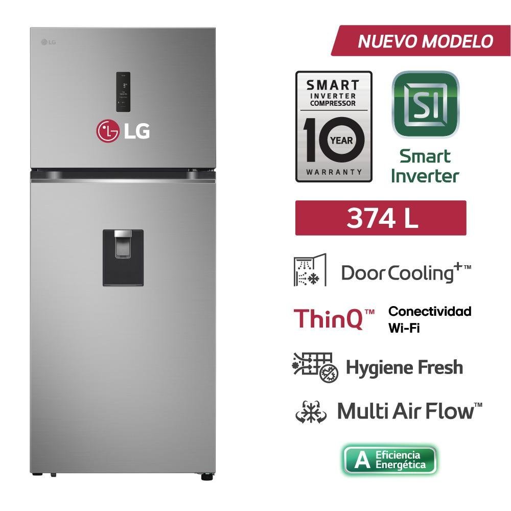 REFRIGERADORA LG VT38SPYC 374L TOTAL NO FROST TOP FREEZER PLATEADO
