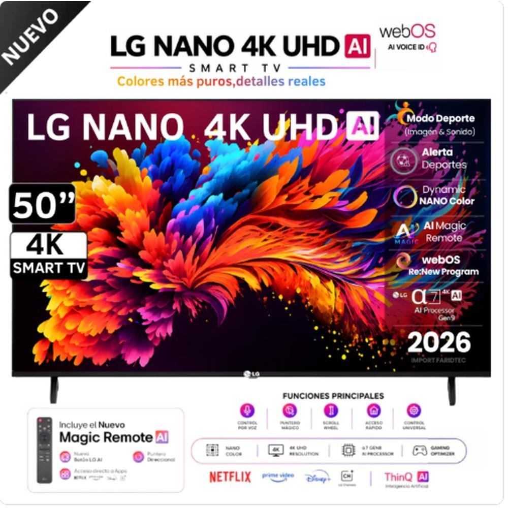 TELEVISOR LG 55" NANO 4K UHD AI SMART TV 55NU800BPSB - 2026 /MAGIC CONTROL