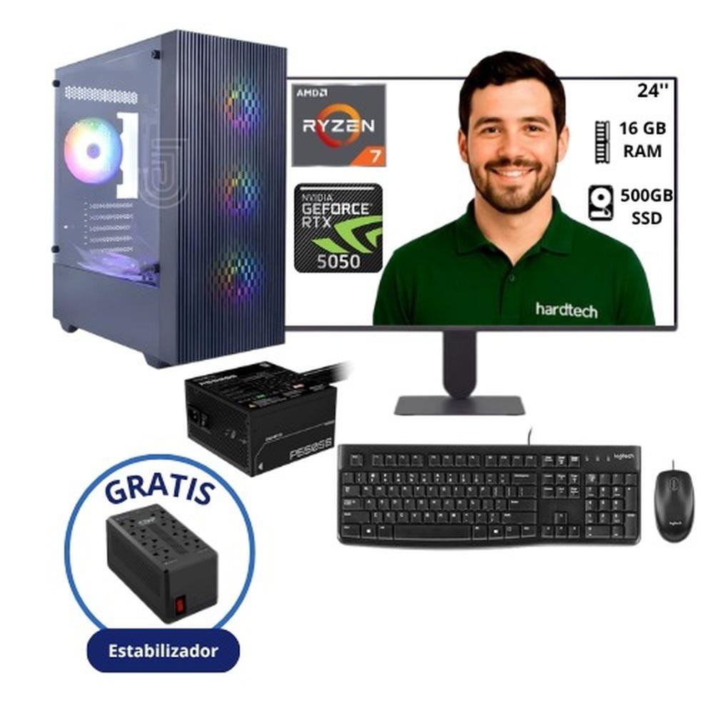 PC GAMER RYZEN 7 5700G, 16GB RAM, SSD 500GB, TARJETA RTX 5050